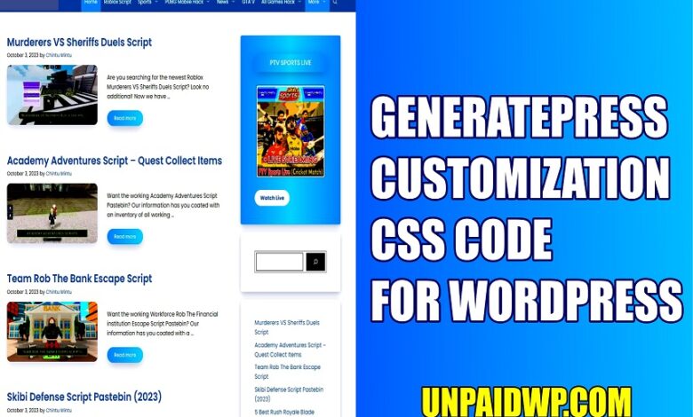 generatepress custom css code